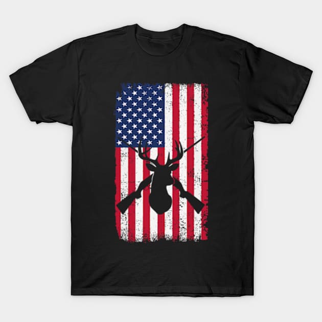 American Flag Deer Hunting T-Shirt by David Brown